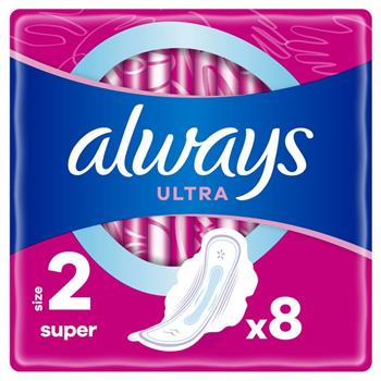 Прокладки гігієнічні Always Ultra Super, 5 крапель, р.2, №8 / Олвейс