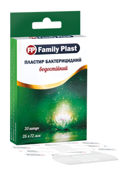 Пластир бактерицидний на полімерній основі, прозорий 25х72мм №20 Family Plast / Фемілі Пласт