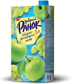 Нектар яблучно-виноградний освітлений "Добрий Ранок" 0,2л