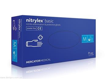 Рукавички нітрилові оглядові nitrylex basic, неприпудрені н/с р.L (8-9) пар №50 / Нітрілекс
