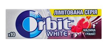 Жувальна гумка Orbit White Малина, Гранат, подушечки №10 / Орбіт