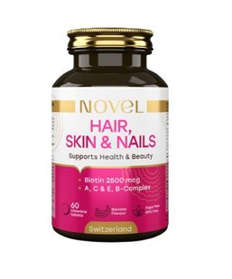 Вітаміни Для волосся, шкіри та нігтів Novel, табл. жувальні №60 фл. / Новел