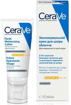 Крем для обличчя денний CeraVe SPF30 зволожувальний, для нормальної та сухої шкіри, 52мл / СераВе