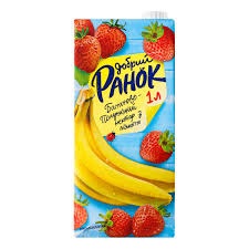 Нектар бананово-полуничний з м'якоттю "Добрий Ранок", 1л