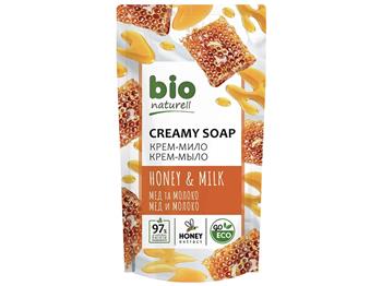 Крем-мило Bio naturell Мед з молоком, 460мл дой-пак