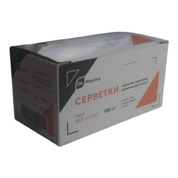 Серветки OK Pharma просочені спиртовим розчином 6х3см №100