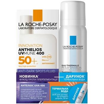 Набір La Roche-Posay Anthelios UVA 400 флюїд легкий сонцезахисний SPF50+ проти гіперпігментації, 50мл + термальна вода, 50мл