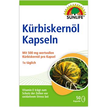 Вітаміни Sunlife Kurbiskernol Kapseln Гарбузова олія + Вітамін Е, капс. №50