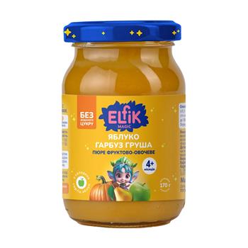 Пюре дитяче (4+) фруктово-овочеве Elfik Magic яблуко, гарбуз та груша, 170г
