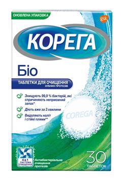 Таблетки для очищення зубних протезів Корега Біо, табл. №30