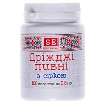 Дріжджі пивні з сіркою, табл. 0,5г №100 (Фармаком)