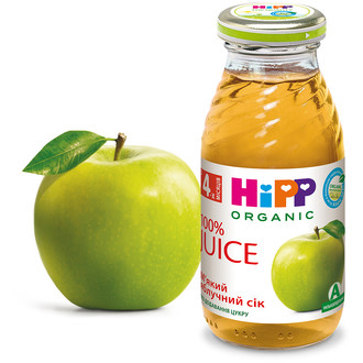 Сік Hipp Organic дитячий (4+) м'який яблучний 100% без додавання цукру, 200мл