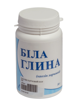 Глина біла (Каолін харчовий) "Аптека природи №28", по 50г фл.