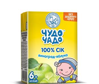 Сік Чудо-Чадо "Виноград-яблуко" без цукру 200мл (з 6 міс.)