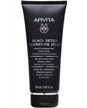Гель для обличчя та очей Apivita Black Detox очищуючий чорний 150мл (Апівіта Детокс)
