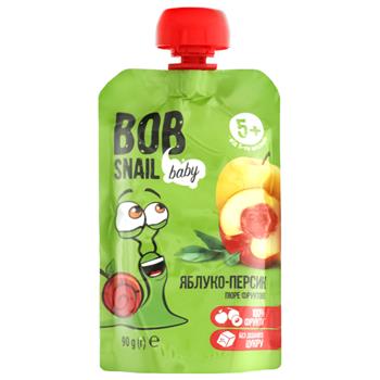 Пюре дитяче (5+) фруктове BOB Snail "Яблуко-персик", 90г
