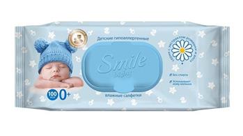 Серветки вологі ультрам'які Smile baby (0+), з перших днів життя, №100 з клапаном / Смайл бебі