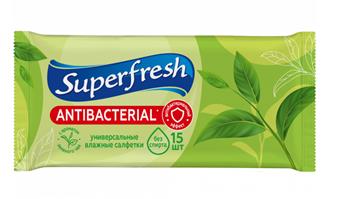 Серветки вологі Superfresh Antibacterial Green Tea, №15