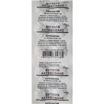 Вугілля активоване Solution Pharm, табл. 0,25г №10