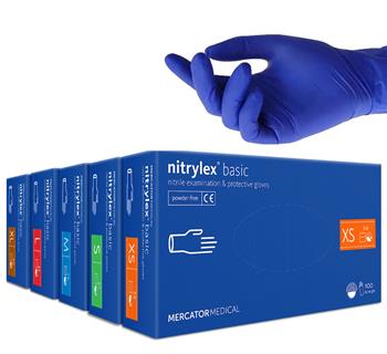 Рукавички нітрилові оглядові nitrylex basic, неприпудрені н/с р.XL (9-10) пар №50 / Нітрілекс