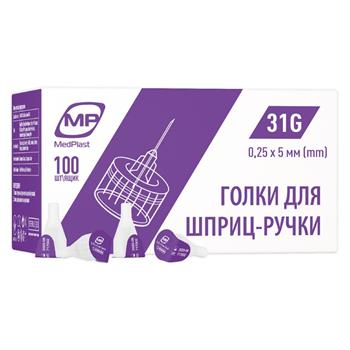 Голки MedPlast для інсулінових шприц-ручок 31G (0,25 х 5мм) №100