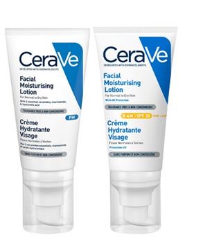 Набір CeraVe для нормальної та сухої шкіри (зволожуючий денний крем SPF50 52мл + зволожуючий нічний крем 52мл)