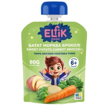 Пюре дитяче (6+) овочеве Elfik Magic Батат Морква Броколі, 80г