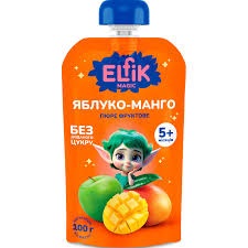 Пюре дитяче (5+) фруктове Elfik Magic яблуко-манго без цукру, 100г