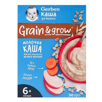 Каша молочна Gerber вівсяно-пшенична яблуко та морква для дітей з 6 місяців, 240г